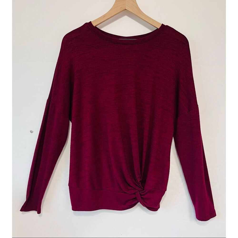 A New Day Burgundy Twisted Hem Shirt Size L